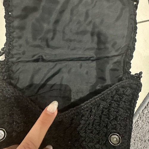 Handmade bag in black thread with glitter new