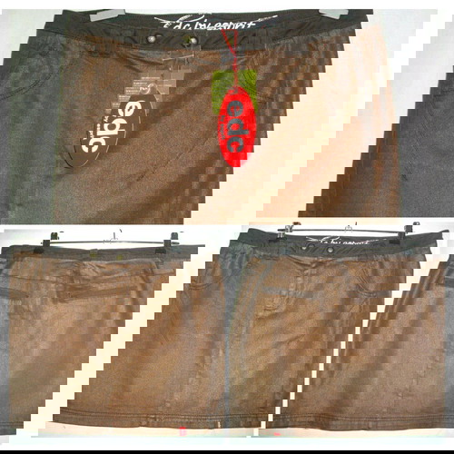 Ελαστική τζιν φούστα EDC by Esprit νέα, καφέ και χρυσή