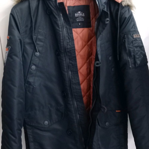 Double men's parka jacket black like new, size S