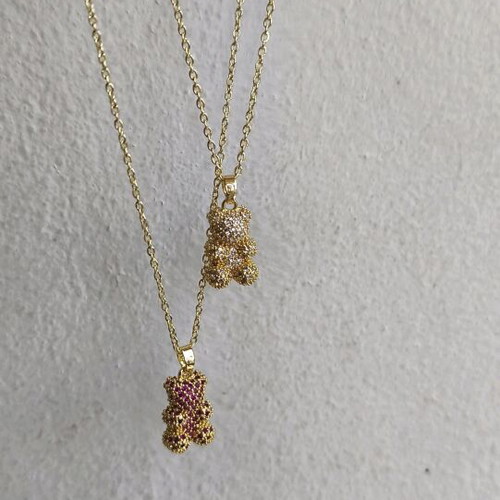 Teddy bear necklace gold color like new, sold together