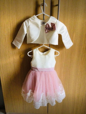 Baptism set for girl used, dress, jacket and shoes