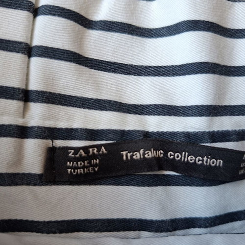 Zara paper bag high-waist shorts like new, white and blue, size S