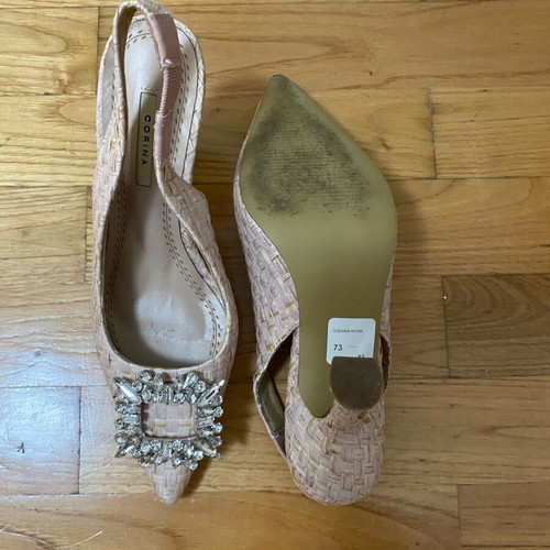 Corina woven straw pumps like new, size 37, beige pink