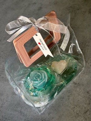 Gift set new with plate, base and two candles