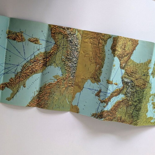 Alitalia Route Maps 1963 vintage foldable airline map used