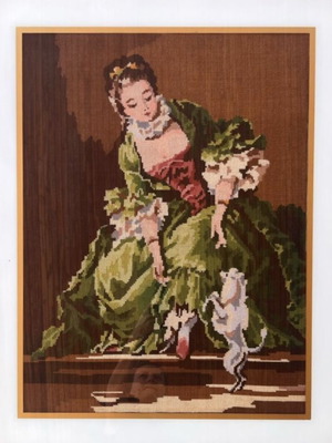 Handmade cross-stitch painting 65x50 cm like new without frame