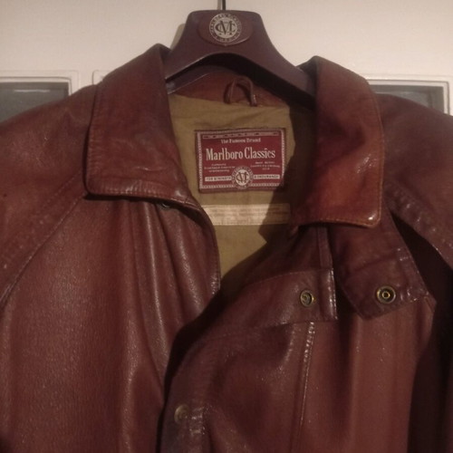 Malboro Classic Brown Leather Riding Trench Coat Like New