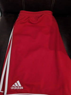 Adidas shorts, red, medium