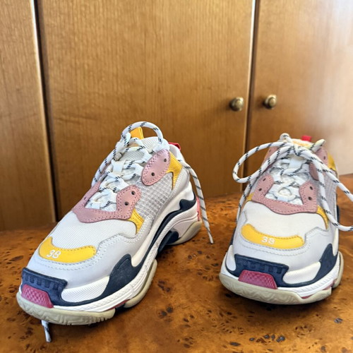 Balenciaga Triple S Low Top Sneakers, size 38, white multi