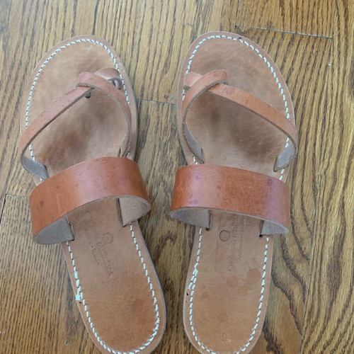Olgianna Mellissinos leather sandals used, brown, size 39
