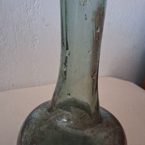 Green carafe made of natural glass vintage, like new
