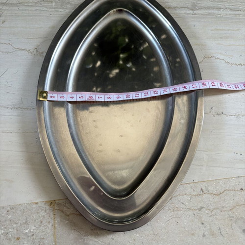 Stainless steel serving platter, oval 28 x 17 cm