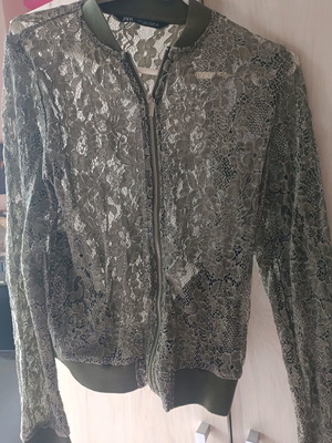 Zara lace bomber jacket size S like new, khaki