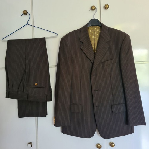 Ted Lapidus Formal Brown Pinstripe Suit Size 48 Jacket Waist 74 Pants