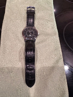 Stuhrling Classic Ascot Jupiter черен кожен часовник употребяван