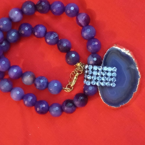 Necklace with semiprecious stones handmade vintage 90s amethyst beads