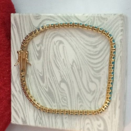 Riviera 925 silver bracelet with green zircon, gold plated, like new, 19cm