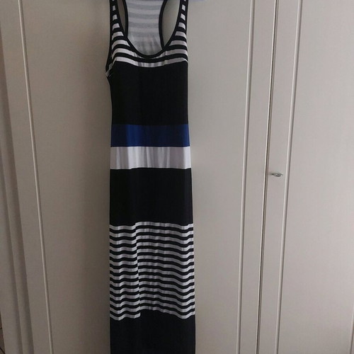 Elastic maxi cotton dress like new, size XS/S, black and white