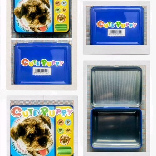Cute Puppy metal storage tin box new