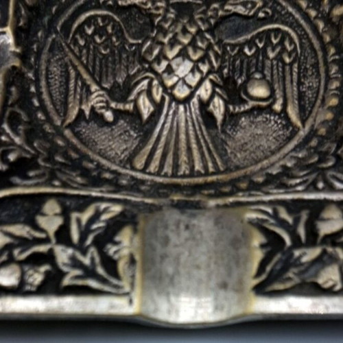 Vintage metal ashtray with Byzantine double-headed eagle, like new