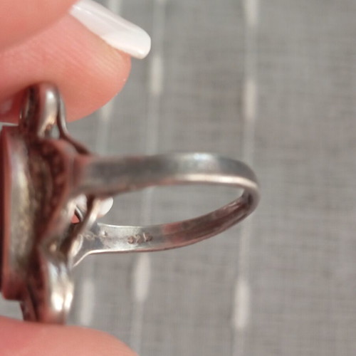 Silver ring 925 with black semi-precious stone like new