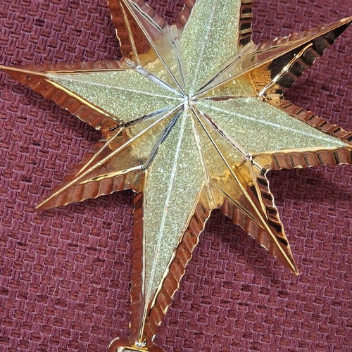 Embossed gold-tone Christmas tree star topper