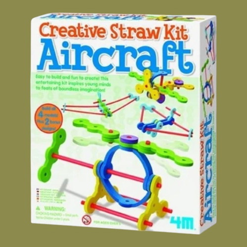 Aircraft construction kit with straws and connectors for ages 5+