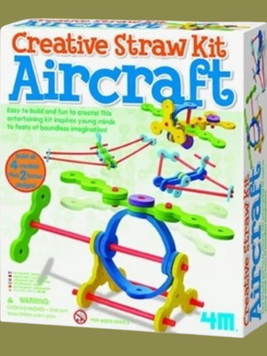 Aircraft construction kit with straws and connectors for ages 5+
