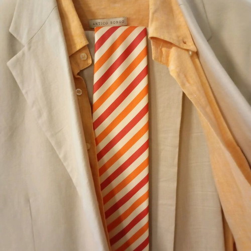 Linen ecru suit set with shirt and tie like new