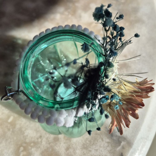 Handmade tealight lantern with dried flowers