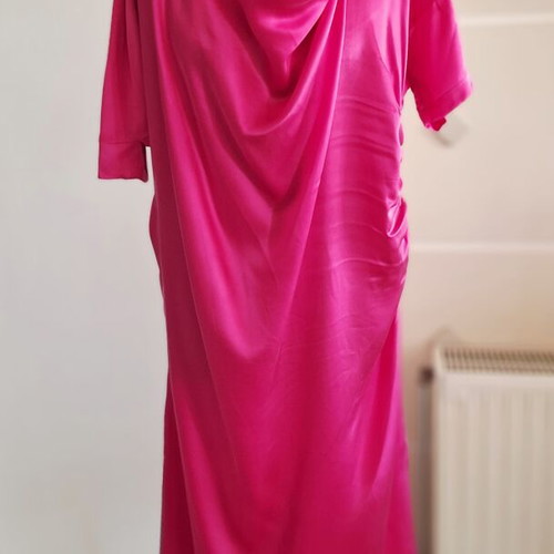 Attic and Barn Satin Silk Dress like new, fuchsia, asymmetrical