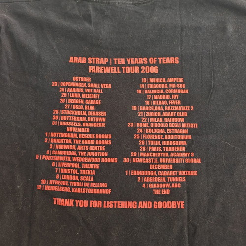 Arab Strap Farewell Tour 2006 T-shirt used, size S, black