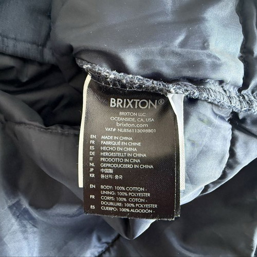 Brixton Cass Cord Puffer Jacket used, men's XL, blue