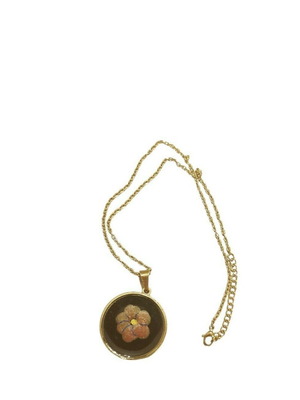 Gold stainless steel necklace with painting and resin new