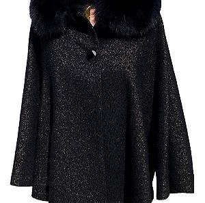Wool Black Cape Coat
