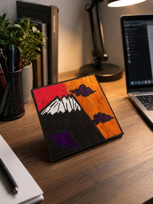 Handmade decorative panel 10x10, modern landscape