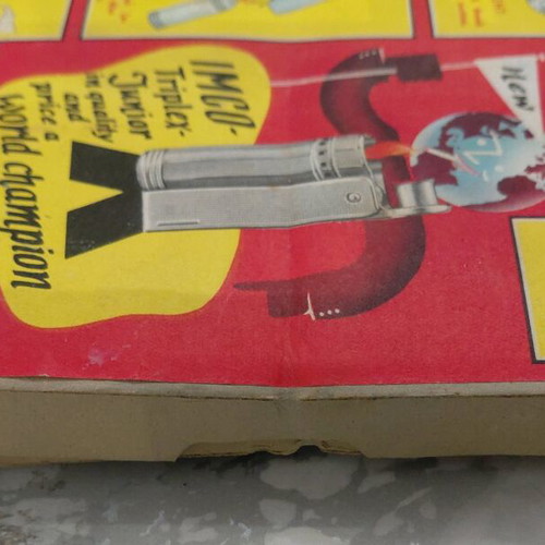 Vintage IMCO paper lighter box used, 1960s