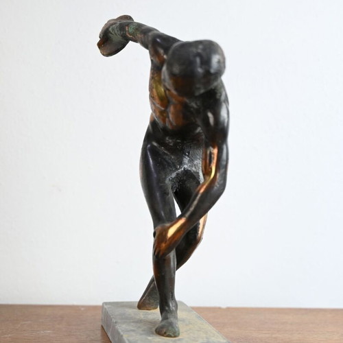 Bronze Discobolus Decorative Statue used, 28 cm height