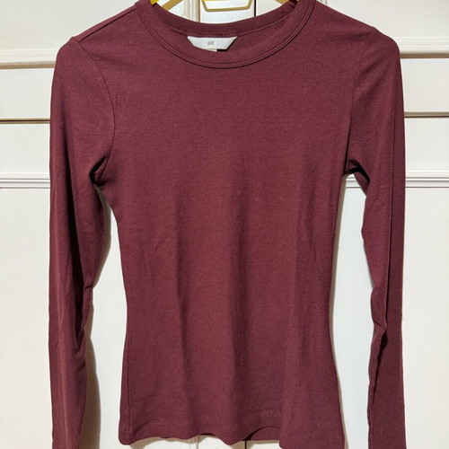 H&M Ribbed Bordeaux Blouse New, Size S