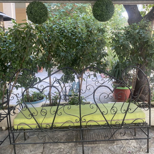 Iron outdoor sofa with cushion