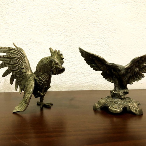 Art Deco collectible figures 1920-1940 used, rooster and eagle pair