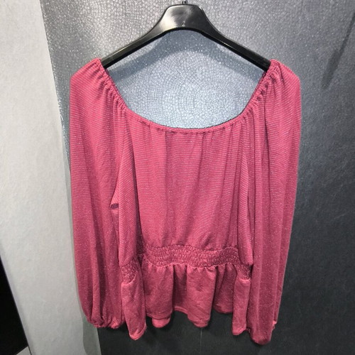 Peplum Top Lauren Conrad Bordeaux new with silver glitter