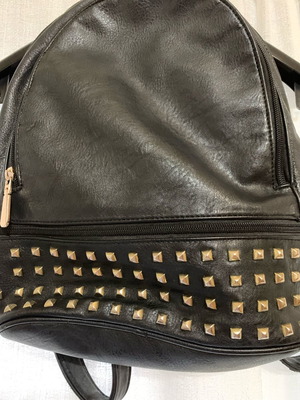 Backpack used black spacious with decorative studs