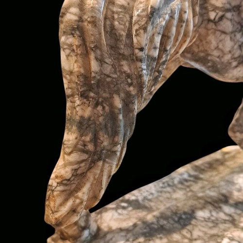 Arabescato marble horse sculpture like new