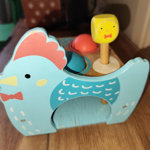 Montessori Djeco Wooden Chicken Hammer Game used