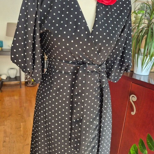 Polka Dot Midi Dress like new, black and white, size S