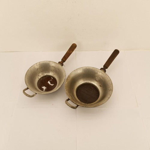 Set of two vintage sieves small and large, used, 1950s