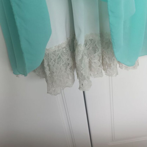 Women's dress knee-length, like new, turquoise and beige lace bust