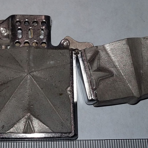 Belt buckle with lighter new, gray silver