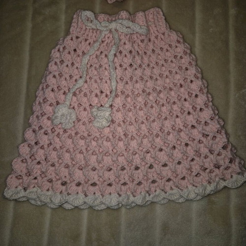 Handmade knitted cape and skirt set new pink